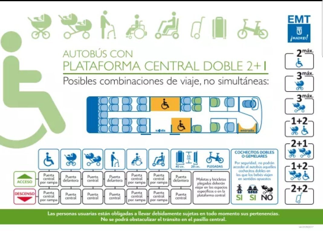 martaschg's tweet photo. @Manuela_ferca @AltRightEspan Pues ese conductor sabrá si se la juega o no, porque es bajo su responsabilidad. Pero de hecho, pueden coincidir varios carros o sillas de ruedas. Igual lo que viste entra dentro de la legalidad pero no nos sabemos las normas😉 https://t.co/JAQc9bMcle