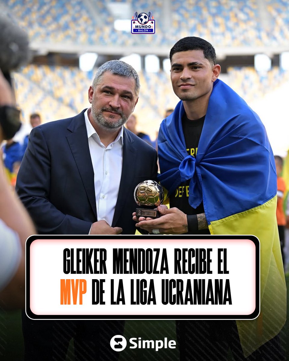elmundounbalon's tweet photo. Gleiker Mendoza fue reconocido por el Shaktar Donetsk en su debut con el equipo, con el galardón de mejor jugador de la liga en 2025/2026. 🎖️🏅

📺 Recuerda que los mejores partidos los disfrutas a través de @Simple_vzla https://t.co/0BtFGnBv3g