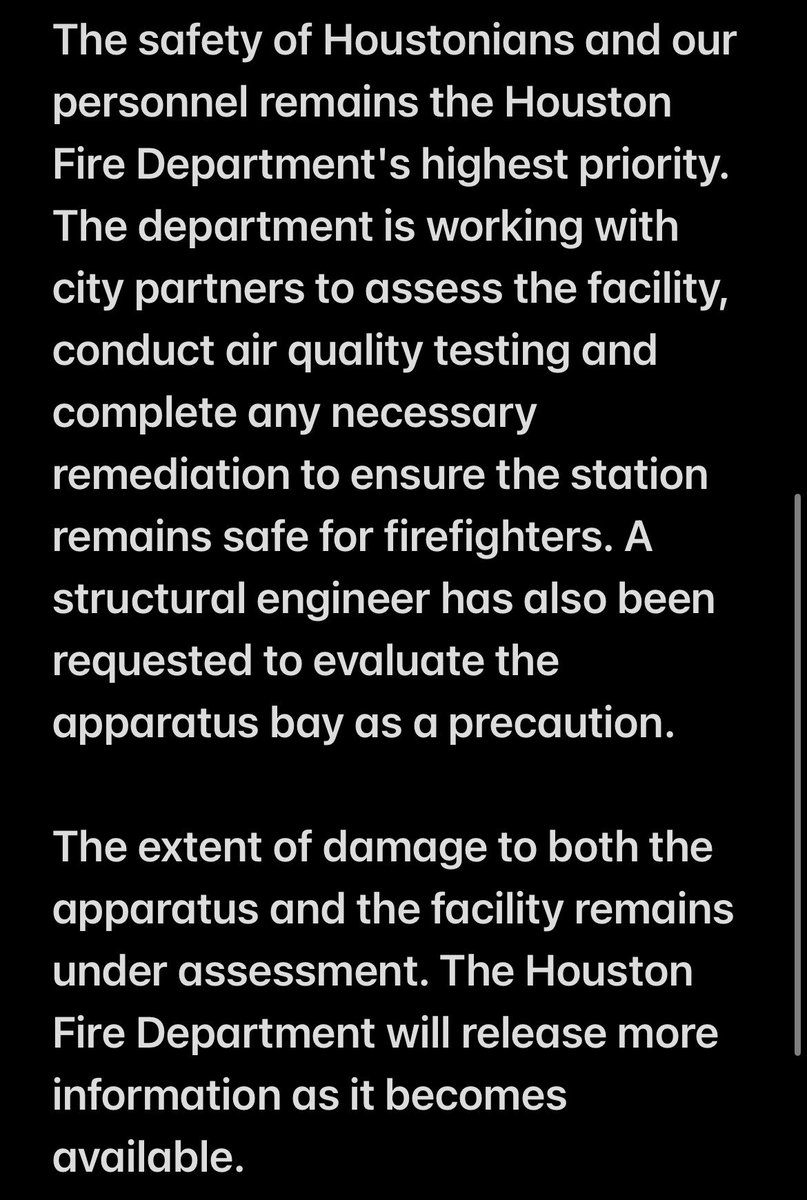 HoustonFire's tweet photo. STATEMENT REGARDING FIRE AT FIRE STATION 17 https://t.co/zsEZhYEPcj