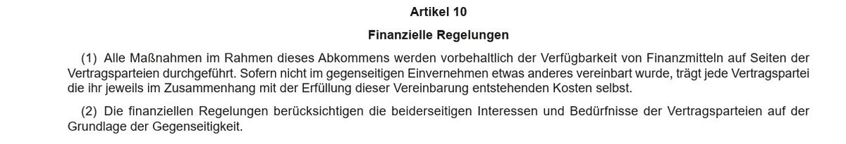 MeitzPL's tweet photo. Art. 10 - Regulacje finansowe

Na końcu znajdujemy zapisy dotyczące kosztów. Każda ze stron ma ponosić koszty własnych zobowiązań.

Pamiętacie Państwo art. 3 i rozwój infrastruktury logistycznej w Polsce dla niemieckiego kontyngentu na Litwie? 😏

No właśnie. 6/8 https://t.co/vPdL6TW3sf