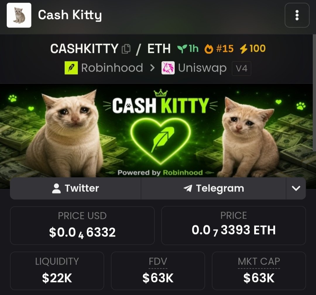 cashkittycoin's tweet photo. DEX Screener Updated + 100 Boost for 24 hours! 💰🐱 $CASHKITTY

https://t.co/09ttoZZBRR

0xea7D32aFE10bae770f8ad350190A120c27ca12cc https://t.co/LIxd3XkNsW