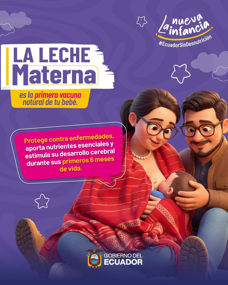 DHumanoEc's tweet photo. Desde el primer día, le entregas a tu pequeño el escudo más poderoso para su salud.

Dar de lactar no solo calma su hambre, sino que le transfiere defensas naturales.
¡Es nutrición y amor en cada toma!

#GobiernoDelEcuador https://t.co/2MzRWBMzTT