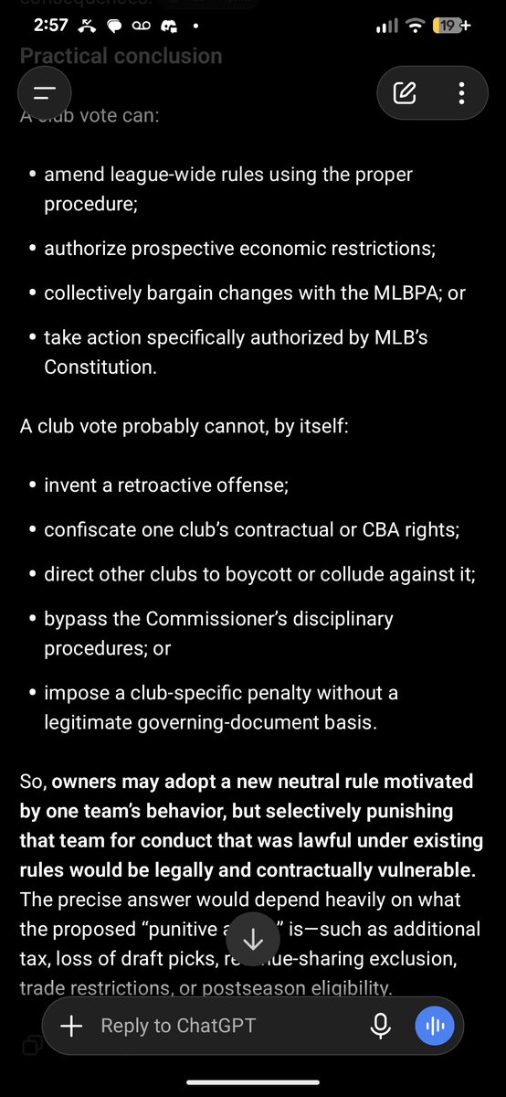 tdtsgordon's tweet photo. @AnonymHoco @itsedsilha @BiggestJohnStud @Dodgers I don't know the exact CBA rules, but general logic and AI which reviews available source material seems to support my argument. Your appears likely to be strictly emotional. https://t.co/WbJmqqMTmR