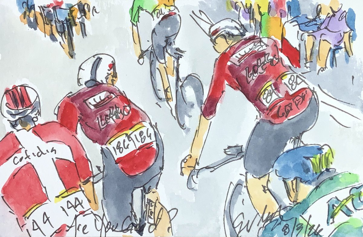 ArtofCycling's tweet photo. "Are You Good?" R Hinojosa checks on her @LottoIntermarch #teammate L Reidman as they ride with @AmalieDiderikse @TeamCOFIDIS & L Borghesi @agsoudal in the #peloton during Stage 3 #TourdeFranceFemmes. More #TdFF2026 #womenscycling #art at https://t.co/Pp4mj67M3c #cycling #cyclisme #ciclismo #wielrennen @LeTourFemmes @KathrynBertine @HomestretchFdn @NBCSCycling @antmccrossan