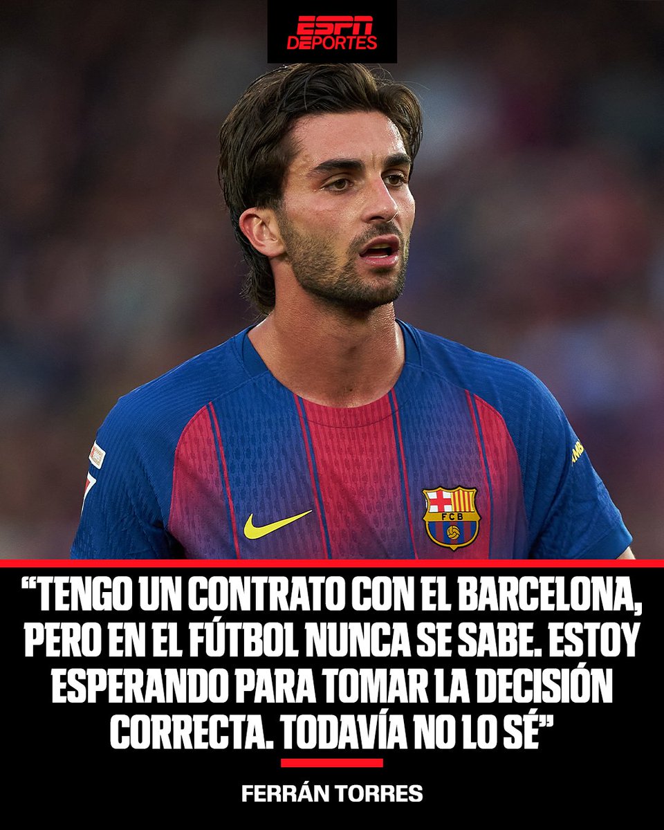 ESPNDeportes's tweet photo. Ferrán Torres deja la puerta abierta para su salida del Barcelona. 👀 https://t.co/DCso98U0d3