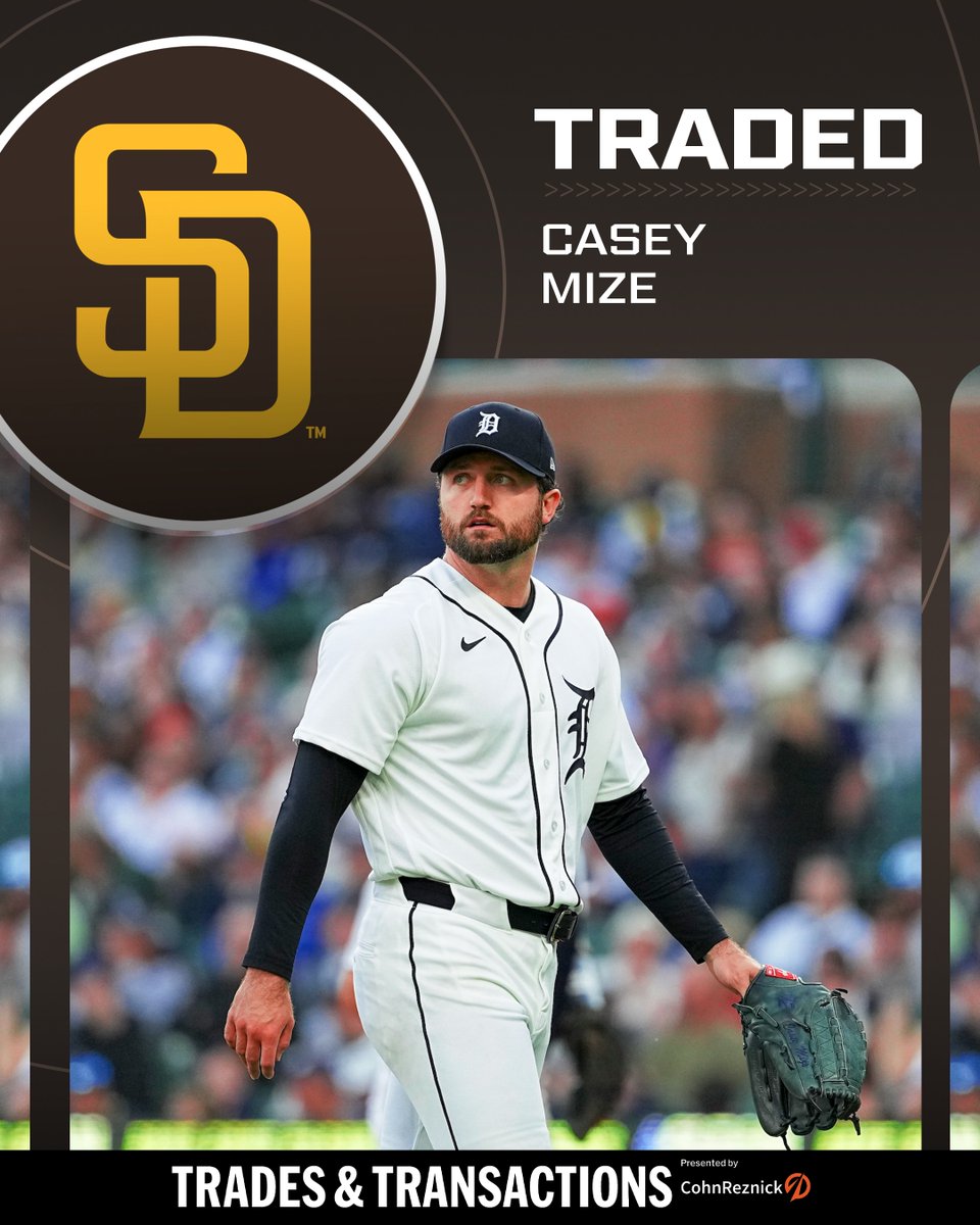 MLBNetwork's tweet photo. The Padres have reportedly acquired RHP Casey Mize from the Tigers. https://t.co/RfYbH1KMIG