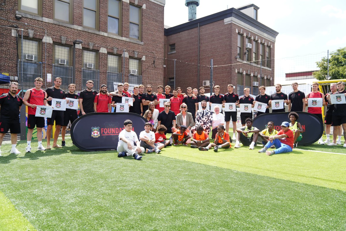 PHLschools's tweet photo. As an added surprise, Rob McElhenney, actor and co-owner of @Wrexham_AFC, visited Penrose students and presented them with tickets to Sunday's match at Subaru Park. Thank you, Rob and Wrexham A.F.C., for creating such a memorable experience for our students. #PHLed https://t.co/e9VtMuE4zY