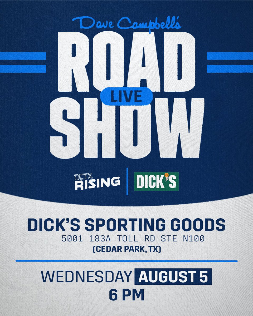 Weiss_ABC's tweet photo. @dctf #RoadShowLive is hosting our very own, @Coach_Hill2 and Tre' Moore for a LIVE podcast🐺🏈
📆 Wed, 5 Aug 2026
🕕 6 pm
📍Dick's Sporting Goods in CEDAR PARK
💲WolfPack Fam that attends &amp; supports are eligible for a 20% discount‼️#nWo @uiltexas @WeissFootball @PfISDAthletics https://t.co/qlqIxAweLZ