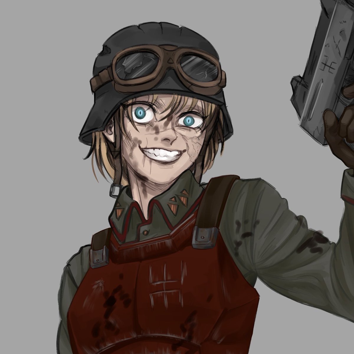 SisterEclipsis's tweet photo. The manic siblings 🙌 While Lyssa keeps the tank crew in check with her whimsical and domineering nature, driver Damacus makes sure the machine spirit of his beloved Lady Calamity is satisfied with her maintenance so that she may not ignore his sweet whispers #traitorguard #wh40k https://t.co/HeRgW1bZpr