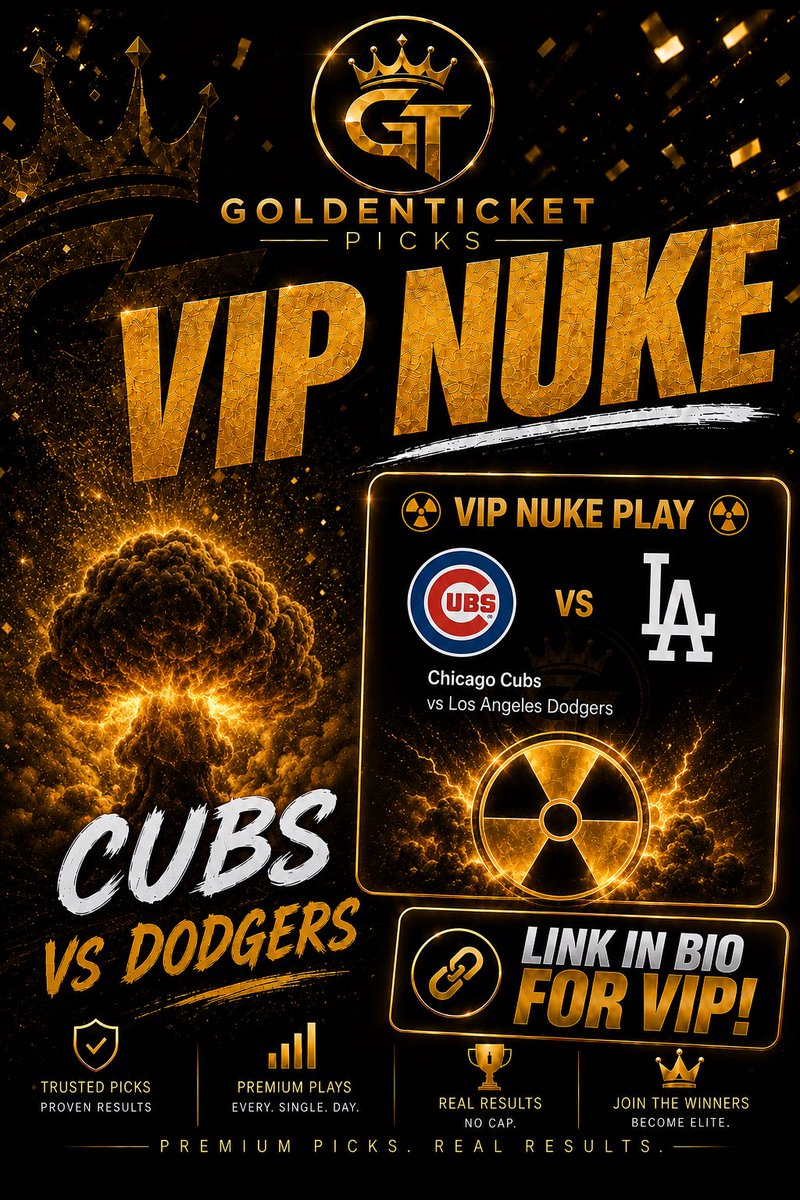 BetGoldenTicket's tweet photo. ☢️VIP NUKE IS LIVE.                                                  🔗Bio #cubs #dodgers #SportsGambling https://t.co/Qi75vP2gYJ
