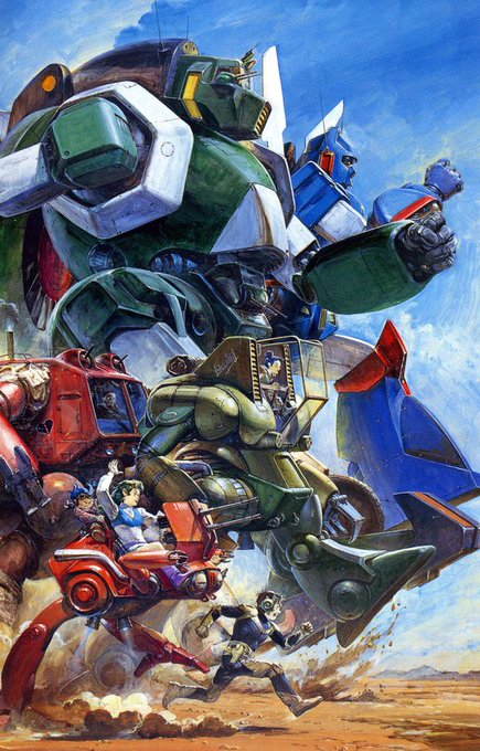 littlemucha2017's tweet photo. ( ﾟ∀ﾟ)ﾉ おはよー☕️

Illustration: Yoshiyuki Takani🤖Combat Mecha Xabungle（📺1982） https://t.co/WLM030Bzz6
