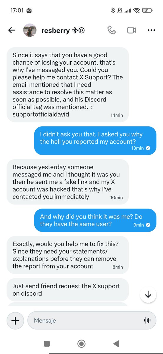 carat_tuitera's tweet photo. This person sent me that message a few minutes ago. She supposedly reported my account. We've never interacted despite following each other. It's a Filipino Carat account. Idk if it was hacked or what, but be careful with this account because it asks you for that
@woohancheolluvs https://t.co/i89fHSDJ8l