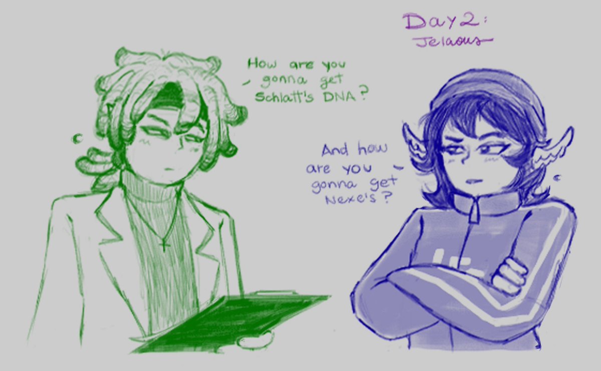 moonlvsmochi's tweet photo. Day 2: Jealous !!
Olvidé q estaban en traje a mitad de dibujo equis
#naukosickweek #naukosickmonth https://t.co/Rd9bSYQcMb