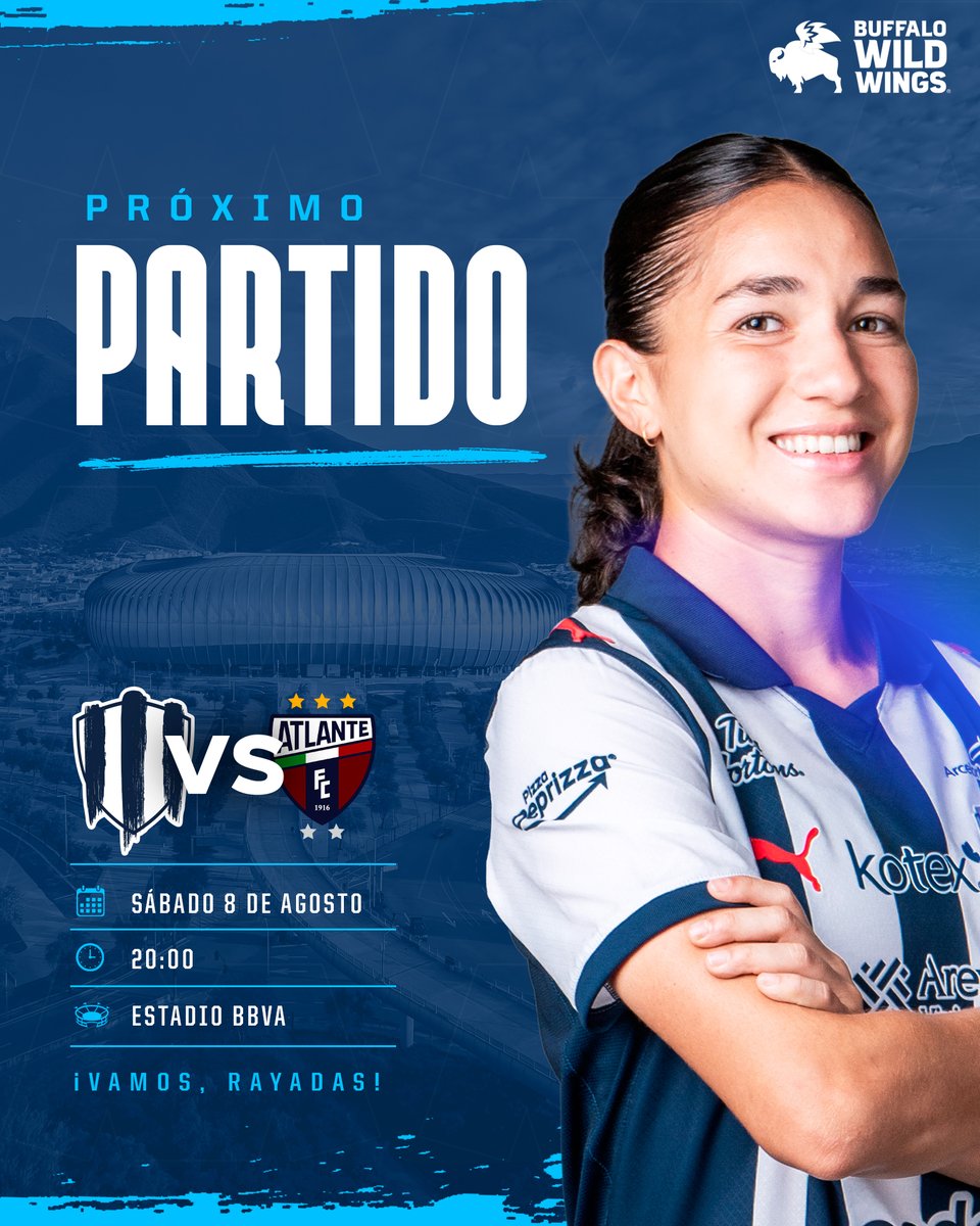 Rayadas's tweet photo. ¡Juntos en el regreso a la Casa Rayada! 👊🏼Ⓜ️

🗓️ Sábado 8 de agosto
⌚️ 20:00
🏟️ Estadio BBVA 

@BWWingsMX https://t.co/zYQJrVfVkB