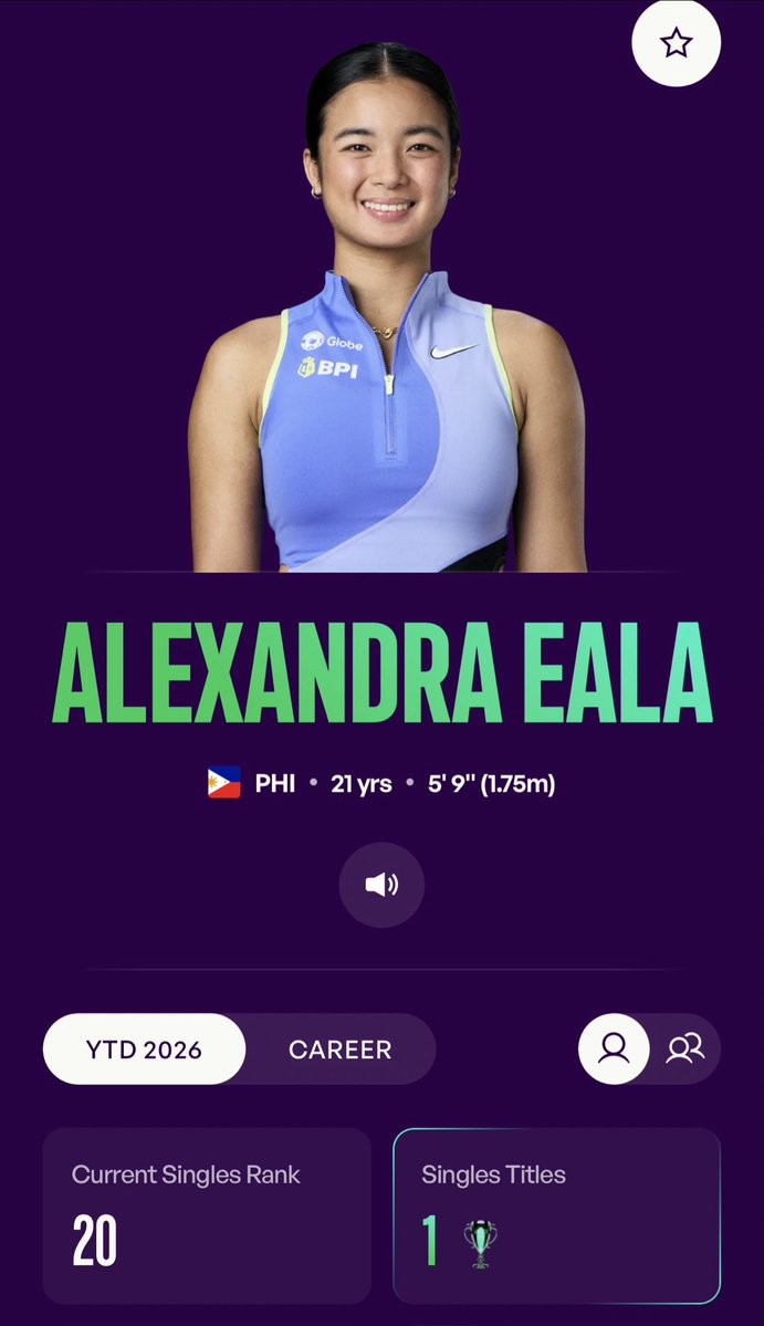 KynnCat's tweet photo. It’s official on the WTA website😭🫶🏼 

Alexandra Eala is now #20 and oooohhh that title🏆🫶🏼 https://t.co/D8tr097Xtv