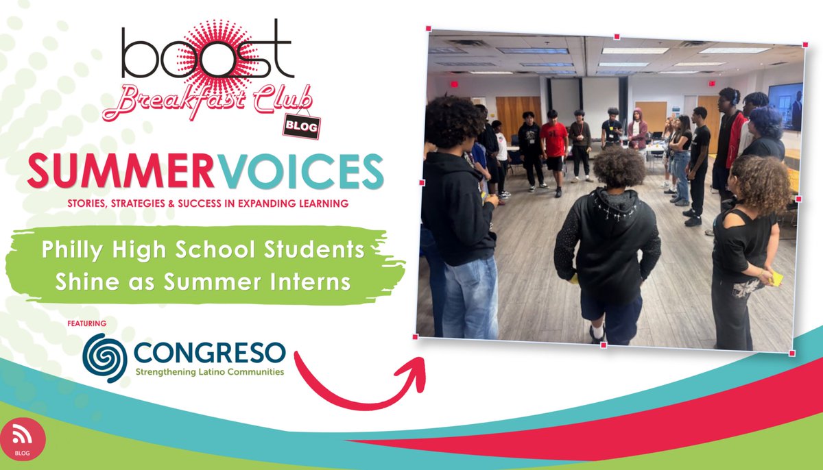 TEAMBOOST's tweet photo. We're excited to kick off #SummerVoices: Stories, Strategies & Successes in Expanded Learning with a blog by #BOOSTAmbassador Morgan Schrankel from @Congreso1977, highlighting how Philly students shine as summer interns. https://t.co/CNxhUVpb2S #expandedlearning #BOOSTCafe https://t.co/NyPwjkvtRj