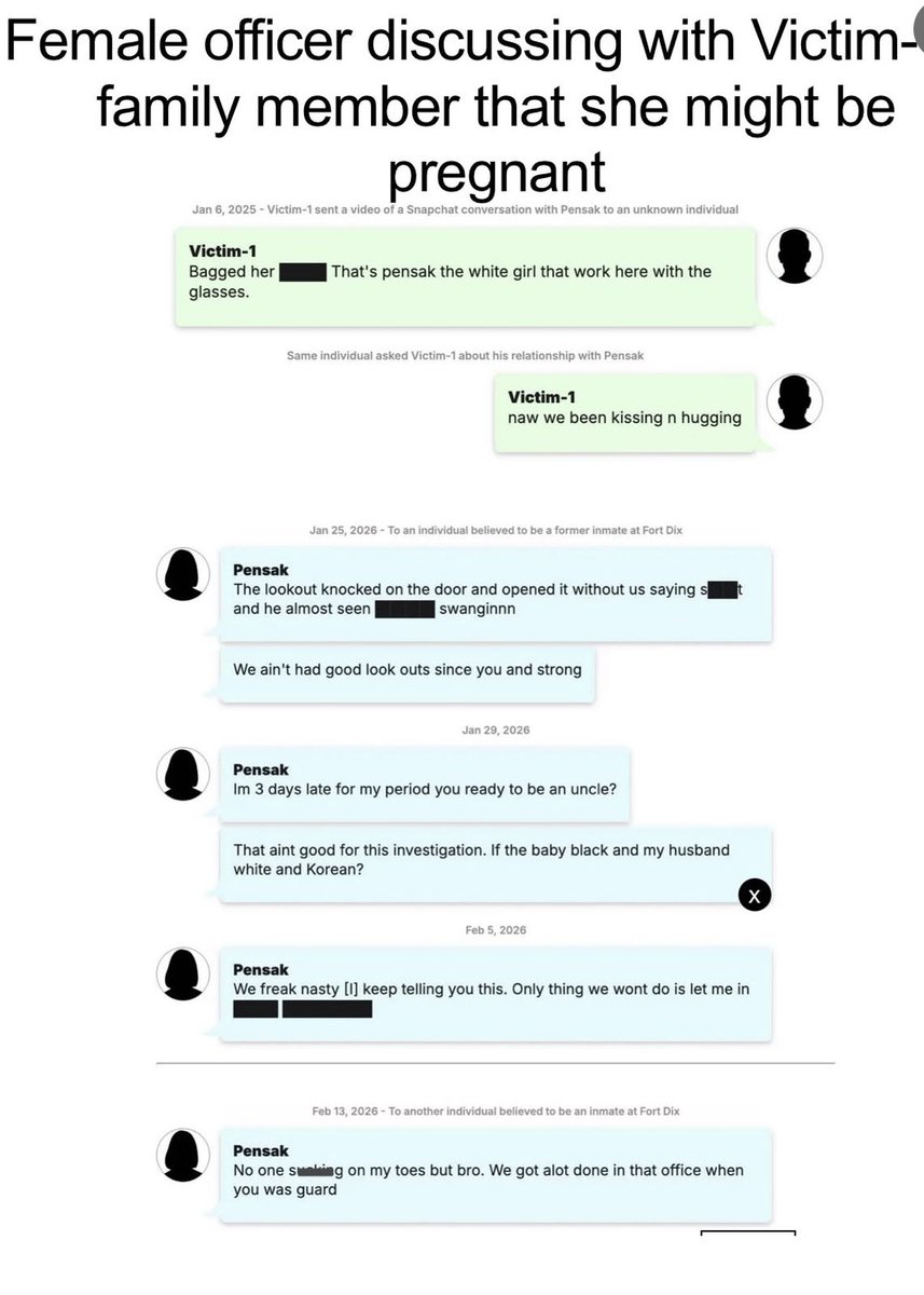 Raindropsmedia1's tweet photo. Fort Dix female prison officer Jordan Pensak, 27, charged by FBI for s*xual relations with inmate — was worried how she’d tell her white/Korean husband if she was pregnant with a black baby. 👀😳 https://t.co/IRSFxoGHkD