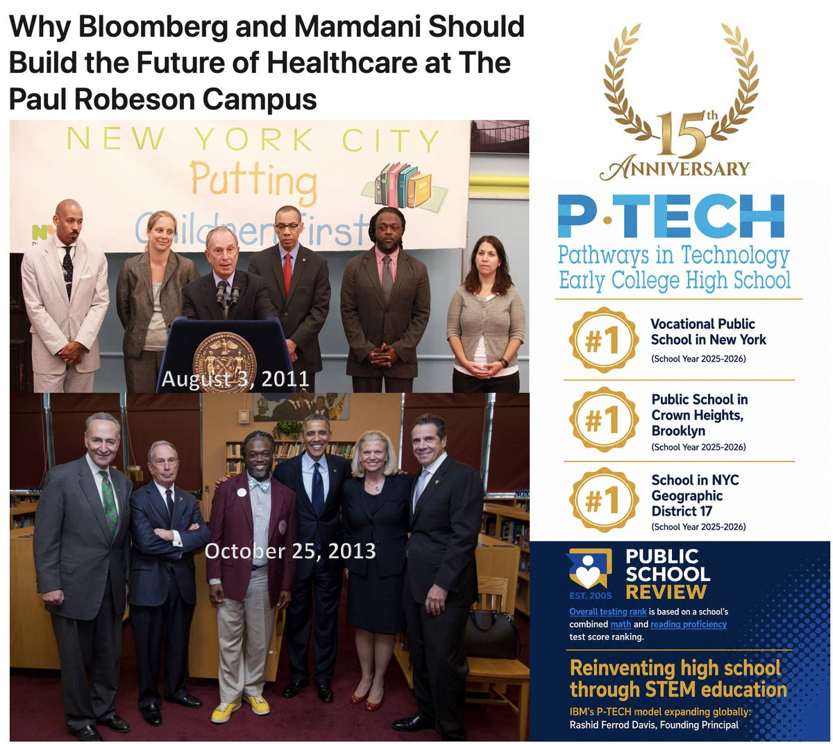 rashidfdavis's tweet photo. August 3, 2011-August 3, 2026
Why Bloomberg and Mamdani Should Build the Future of Healthcare at The Paul Robeson Campus 
@rashidfdavis @PathwaysInTech 
https://t.co/gTmHXu9Ka5

#PTECH #WeArePTECH @MikeBloomberg @BloombergDotOrg @NYCMayor @NYCMayorsOffice @NYCSchools @NYSEDNews @BlackCaucusCSA @CSABKLYN @FollowCSA