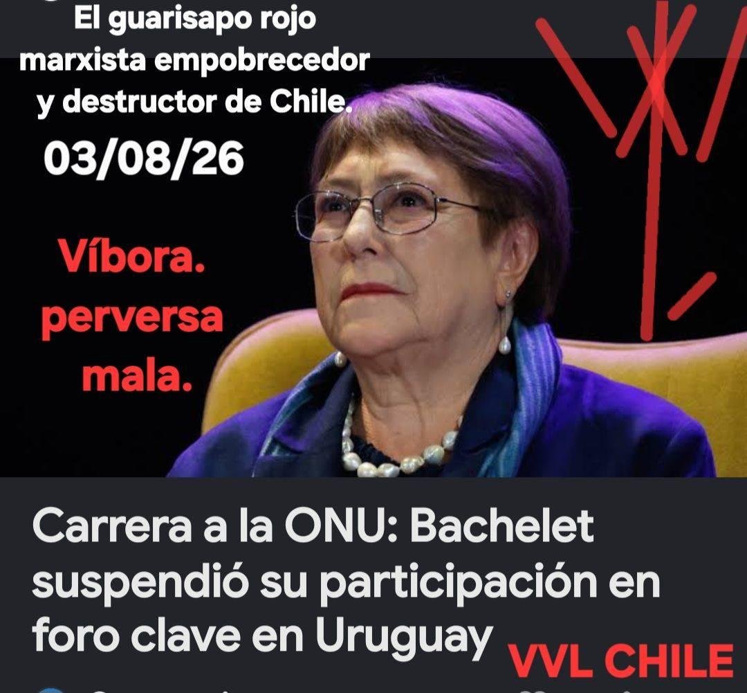 marce_amalia's tweet photo. Ningún chileno de corazón y alma patriota, le agrada esta mujer que le ha hecho tanto daño y perjuicio al crecimiento de Chile. 
Guarisapo rojo, todo se paga en esta vida.. https://t.co/u3FtAU8ejB