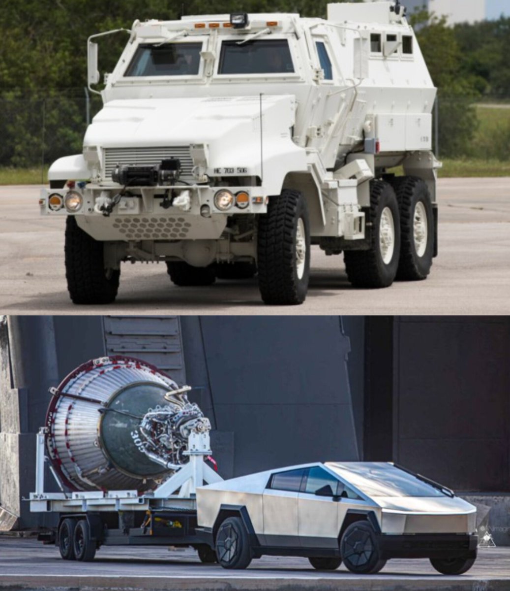 TeslaHype's tweet photo. 🚀📐SpaceX has replaced the old MRAP armored vehicles with Tesla Cybertrucks for crew emergency egress at SLC-40.

NASA’s Richard Jones says the Cybertruck is faster, letting astronauts clear the blast danger zone quicker. https://t.co/GzyLWviewT