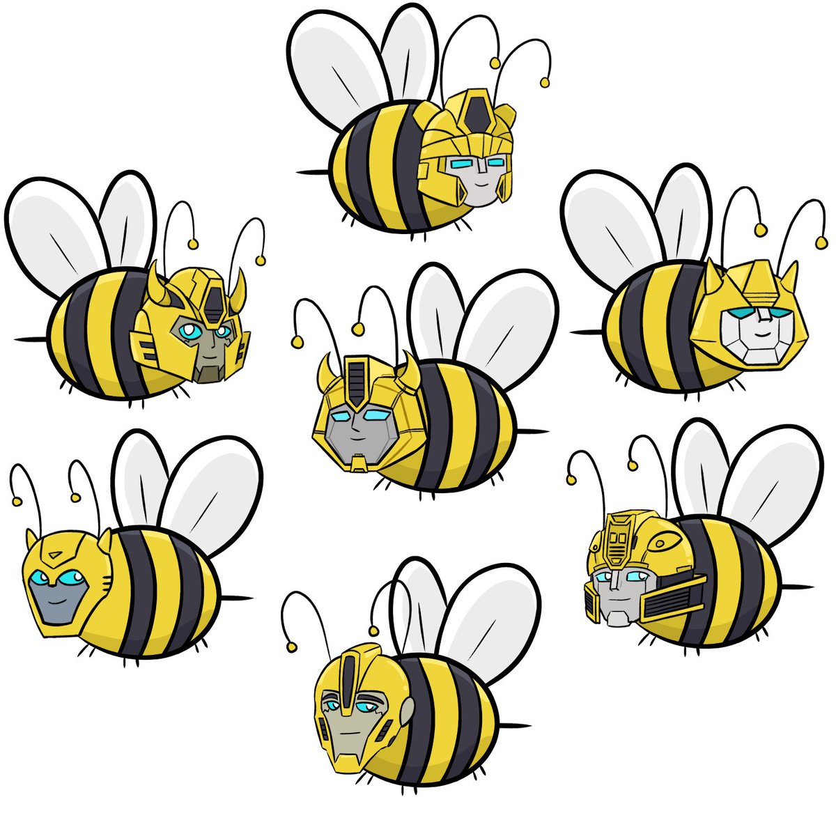 yellow_birb's tweet photo. The Bumblebee bees I did for the Ooops All Bees! zine hosted by @TheMadKatArtist 
I love them so much, they're so goofy! 🤭Bee sure to check out the zine! https://t.co/S7nU3lynLk
