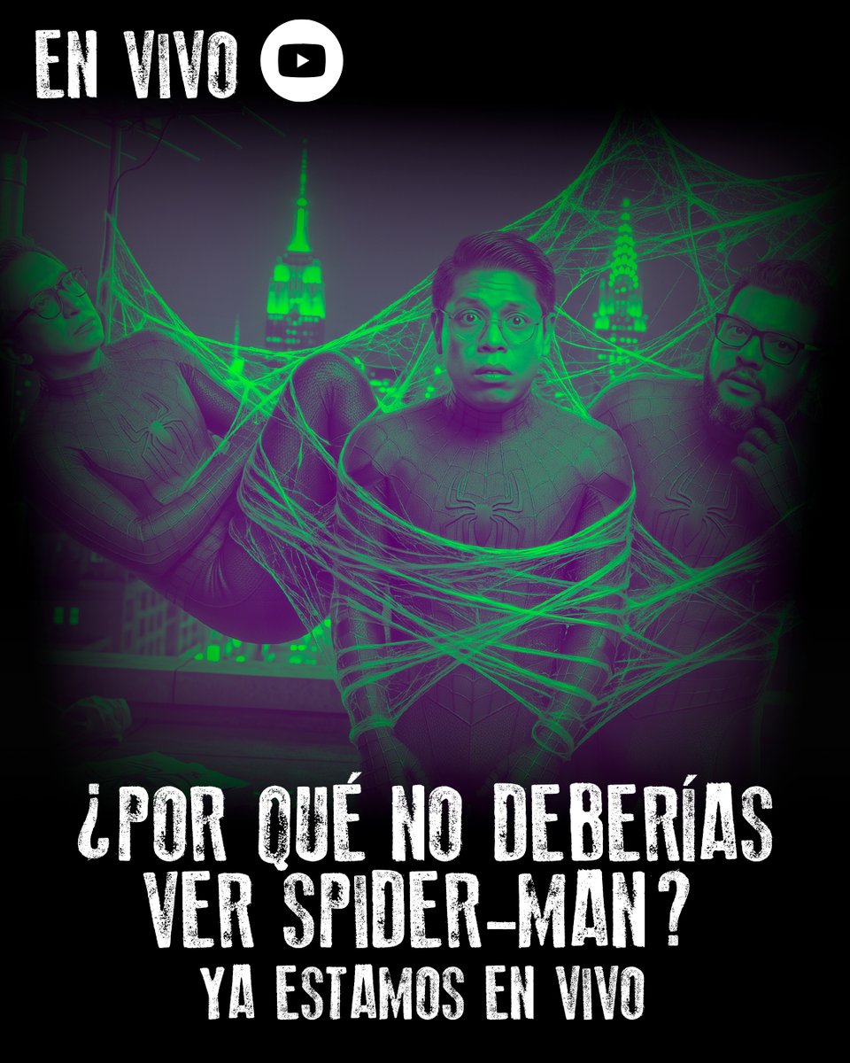 HistyFantas's tweet photo. 🔴 ¡Ya estamos en vivo! 🕷️

Acompaña a Jaziel Cruz, Oswaldo Torres y Chuy Campos para analizar el lado oculto de Spider-Man. 

¿Por qué algunos dicen que no deberías verla? 👀

#SpiderMan #Marvel #HistoriasYFantasmas #EnVivo #CulturaPop https://t.co/3b2pqhPYFA
