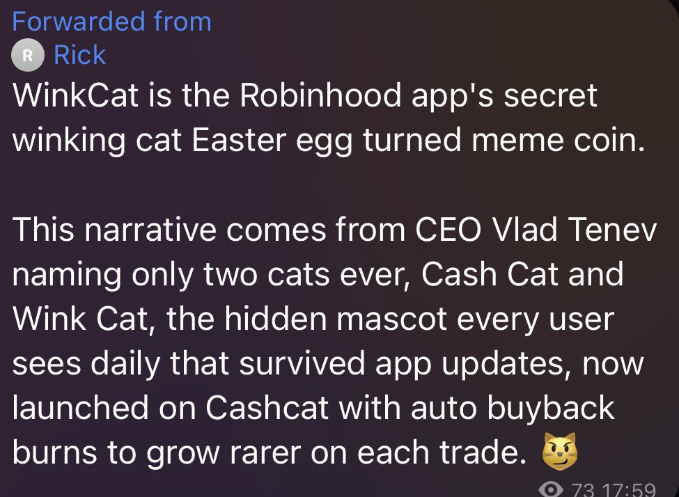 Marwanibb's tweet photo. We aped $WINK at 50k mc and bought more today 

Fr can’t find a better narrative at a price like this. Only 220k mc??

Cash Cat went to 200mil mc 

These are the only cats ever connected to him. https://t.co/KnloxnTyaV