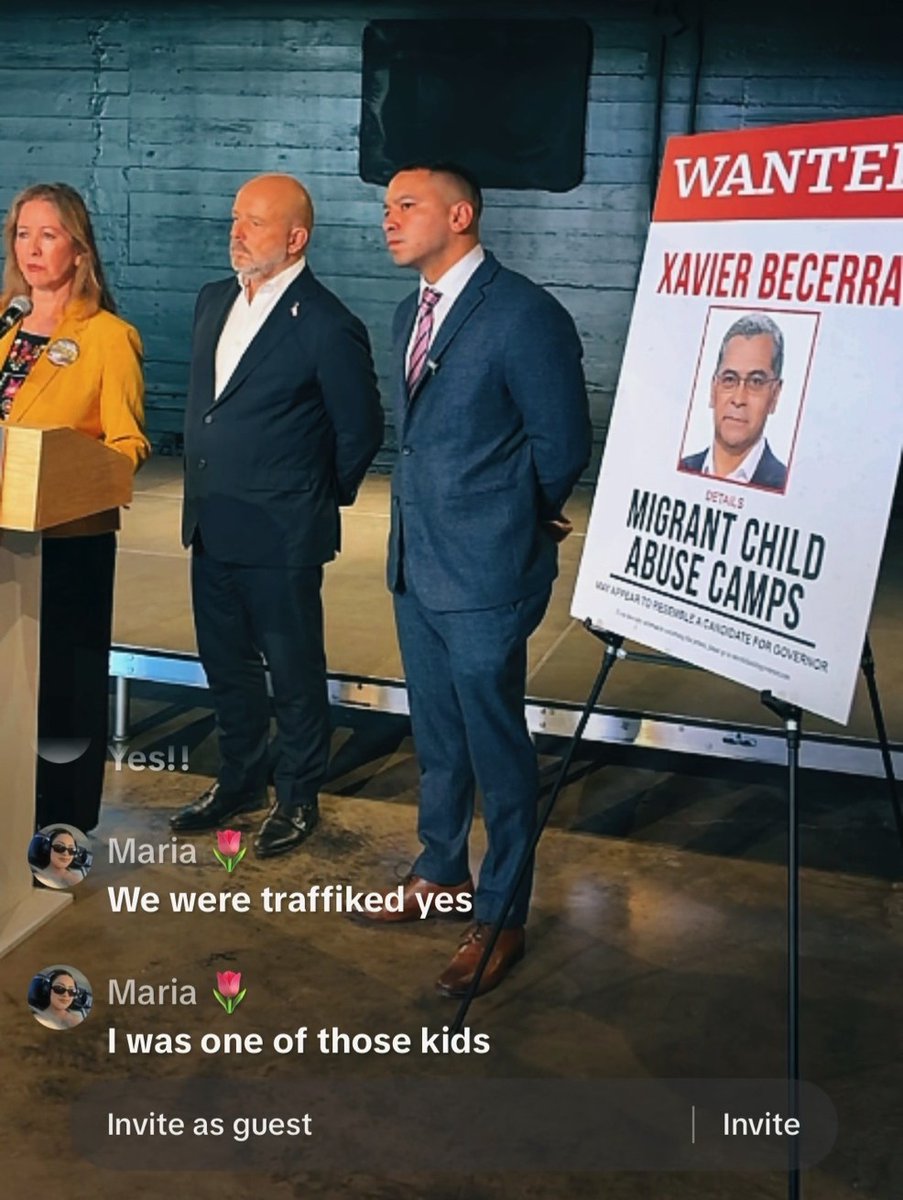 SteveHiltonx's tweet photo. We were live streaming our press conference today from the Dream Center in LA — video testimony of a migrant girl trafficked under Becerra’s HHS.

Look what someone commented on TikTok...

Were you or someone you know one of those trafficked kids? Click the link in the replies. https://t.co/AW4Hs5KvkX