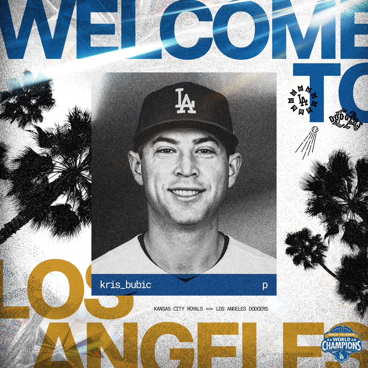 Dodgers's tweet photo. Welcome to Los Angeles, Kris! https://t.co/jkyNcIfJA8