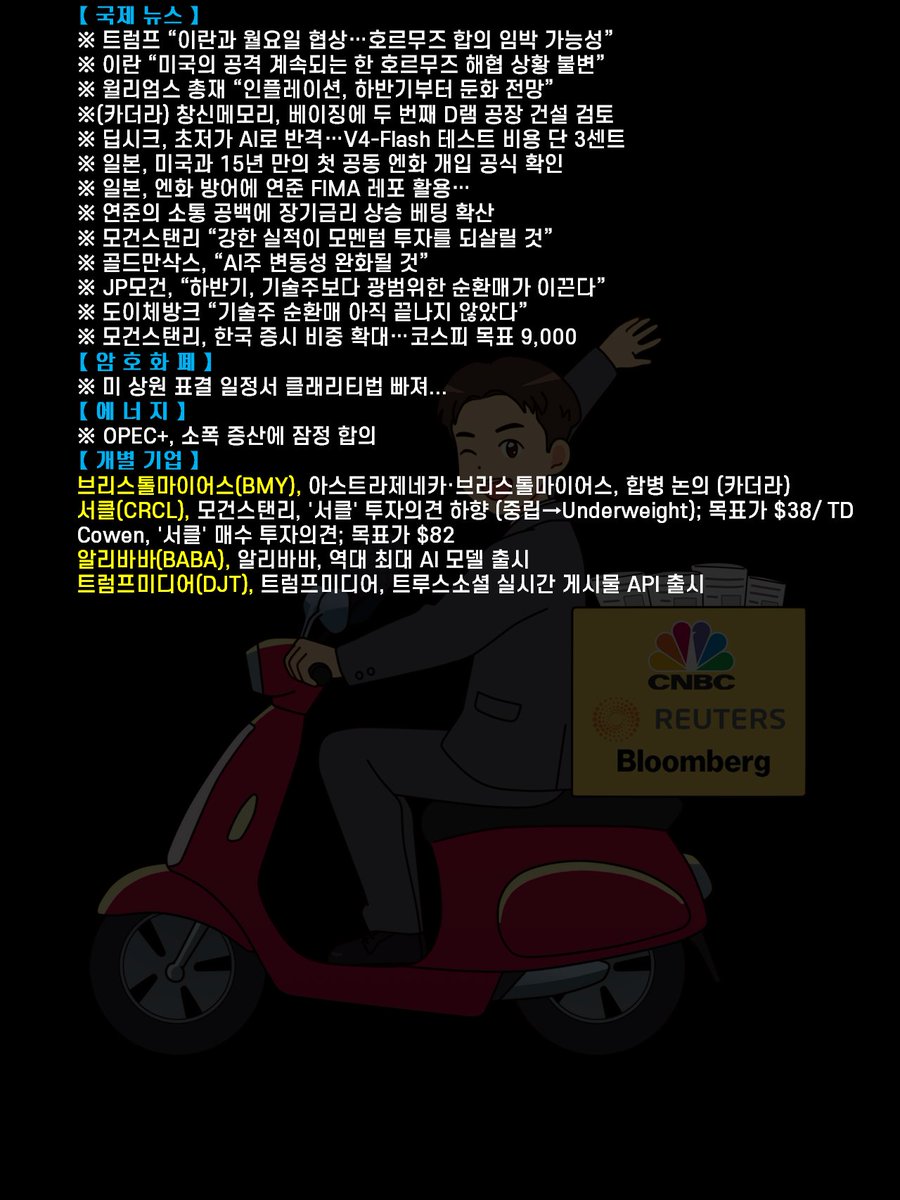 FuturesnowNews's tweet photo. 【미국 증시 요약 ｜2026년 08월 03일 (월)】

금일 미국 증시는 상승 마감했습니다. 

중동 지역의 긴장이 완화되면서 주식과 채권이 동반 상승세를 보였습니다.
트럼프 대통령이 이란 공격 계획을 철회하고 호르무즈 해협 재개방을 위한 협상이 진행 중이라고 밝히면서 유가는 하락했습니다.
이 같은 유가 하락은 인플레이션 우려를 덜어주며 국채 시장에도 긍정적으로 작용했습니다.

이에 다우지수는 신고가로 마감했으며, S&P 500 지수도 1.5% 상승해 사상 최고치에 근접했습니다.
여기에 미국 제조업 활동이 4년여 만에 가장 빠른 속도로 확장했다는 소식도 증시 상승에 힘을 보탰습니다.

S&P 500의 11개 업종 가운데 커뮤니케이션서비스는 4.3% 오르며 가장 큰 상승 폭을 기록한 반면, 에너지는 1.2% 하락하며 가장 부진한 흐름을 보였습니다.
아마존은 지난��� 금요일 호실적 발표로 15% 급등한 데 이어 월요일에도 4.6% 추가 상승해 사상 최고가로 마감했으며, 이로써 역대 다섯 번째로 시가총액 3조 달러를 돌파한 기업이 되었습니다.

한편, 지난 금요일까지 실적을 발표한 S&P 500 기업 307곳 가운데 86%가 주당순이익 기준 시장 전망치를 웃돌았습니다.
매출 기준으로는 68%가 예상치를 상회한 반면, 15%는 밑돌았습니다.

이번 주에는 시가총액 10억 달러 이상의 기술 기업 95곳이 줄줄이 실적을 발표하며, 특히 화요일에는 스페이스X가 상장 이후 처음으로 분기 실적을 공개할 예정입니다.

연준의 향후 통화정책 행보에도 시장의 이목이 쏠리고 있습니다.
지난주 인플레이션 우려를 표명한 여타 위원들과 달리, 뉴욕 연은 윌리엄스 총재는 인플레이션 압력이 점진적으로 완화될 것이라며 낙관적인 견해를 밝혔습니다.

이번 주에는 노동시장 상황을 보여주는 여러 지표가 발표되며, 금요일에는 비농업 취업자수가 공개될 예정입니다.

아젠트 캐피털 매니지먼트의 제드 엘러브룩은
"예상보다 강력한 실적��� 속속 발표됨에 따라 투자자들이 다시 한번 기술주에 대해 강세로 ���아섰다"
"시장은 빅테크 기업들의 자본 지출이 매력적인 투자 수익을 거두고 있다는 점을 가격에 반영하고 있다"

B. Riley Wealth의 아트 호건은
"매일 아침 모두가 잠에서 깨어 유가와 10년물 국채 금리를 확인한다. 이 수치들이 낮아지면 시장은 괜찮은 것이고, 높아지면 시장은 결코 좋지 않은 것이다"

E*Trade의 크리스 라킨은
"미국과 이란 간의 외교가 중단과 재개를 반복하는 양상을 띰에 따라 이번 주 강세장을 이끄는 중책은 기업 실적과 고용 지표가 맡게 될 것이다"

라고 전하였습니다. 

--------------------------------------------------------------------------------------------------------------------

[미국 증시]
S&P500 +1.48% → 7,600.50
다우 +1.32% → 53,178.41
나스닥100 +1.78% → 28,776.80
러셀2000 +1.73% → 2,981.91

[미국 국채]
02년 국채 수익률 4.262% → 4.241% ▼ (전일 같은시간대비)
10년 국채 수익률 4.718% → 4.676% ▼ (전일 같은시간대비)

[달러 인덱스]
99.802 → 99.956 ▲ (전일 같은시간대비)

[골드]
4,098.6 → 4,110.9 ▲ (전일 같은시간대비)

[에너지]
WTI 86.80 → 80.06 ▼ (전일 같은시간대비)
천연가스 2.747 → 2.770 ▲ (전일 같은시간대비)

[경제 지표]
22:45 – 미국 – 7월 S&P글로벌 제조업 PMI ★★★53.9 ▲ (예상: 53.8  이전: 53.8)
23:00 – 미국 – 7월 ISM 제조업 PMI ★★★55.6 ▲(예상: 53.9  이전: 53.3)
23:00 – 미국 – 6월 건설지출 ★★-0.1% ▲ (예상: 0.2%  이전: 0.1%)
02:30 - 미국 - 트럼프 대통령 '행정명령' 서명 (비공개)
04:00 – 미국 – 미 재무부 차입 규모 발표 ★★

-------------------------------------------------------------------------------------------------------------------------

【26년 08월 04일 (화)｜주요 일정】

경제지표
21:30 - 미국 - 6월 무역수지 ★★
23:00 - 미국 - 6월 제조업수주 ★★
23:00 - 미국 - 6월 JOLTS 구인인원 ★★★

실적발표 - 장 시작 전
19:30 - 캐터필러(CAT)
19:45 - 화이자 (PFE)
19:45 - HUT8 (HUT)
20:00 - 맥도날드 (MCD)

실적발표 - 장 종료 후
05:00 - 스페이스X (SPCX)
05:00 - 크라토스 (KTOS)
05:05 - 아스테라랩스 (ALAB)
05:05 - 제타 (ZETA)
05:05 - 오픈도어 (OPEN)
05:05 - 아리스타 네트웍스 (ANET)
05:15 - 레티스 세미컨덕터 (LSCC)
05:15 - AMD (AMD)

배당락: $AAl, $LVS 등

-------------------------------------------------------------------------------------------------------------------------
금일 장 전 시황 자료 ☞ https://t.co/tVjX0SnI5w