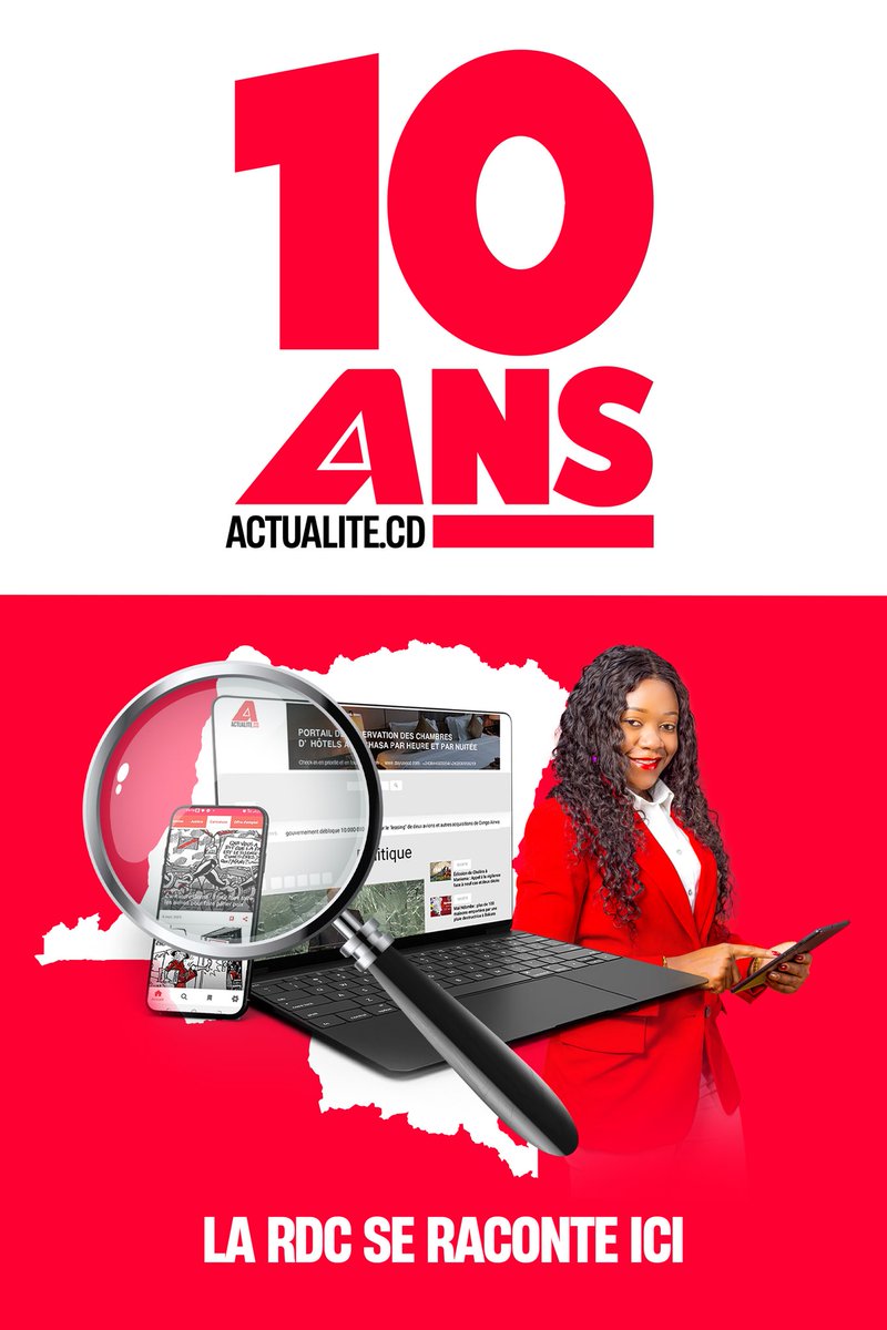 actualitecd's tweet photo. 10 ans. #Deuxchiffres. Un et zéro.
10 ans à donner la parole à la veuve et à l'orphelin. 10 ans à montrer le trou sur la route, non pour humilier, mais pour le montrer à ceux qui gouvernent.
Ce n'est pas une ligne d'arrivée. C'est un engagement renouvelé. Merci à tous.
https://t.co/9eYLygi3HN. La RDC se raconte ici. 🇨🇩
#ACTUALITECD10ans