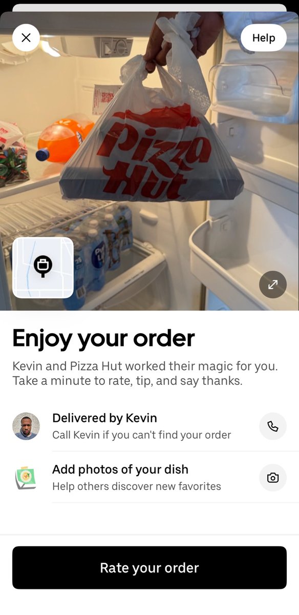 ilovebreecarter's tweet photo. Lmao my Uber Eats is funny af @ubereats I need my money back pls. He really took a picture of my food in his empty ass fridge lmao https://t.co/hcyZwVI2Ht