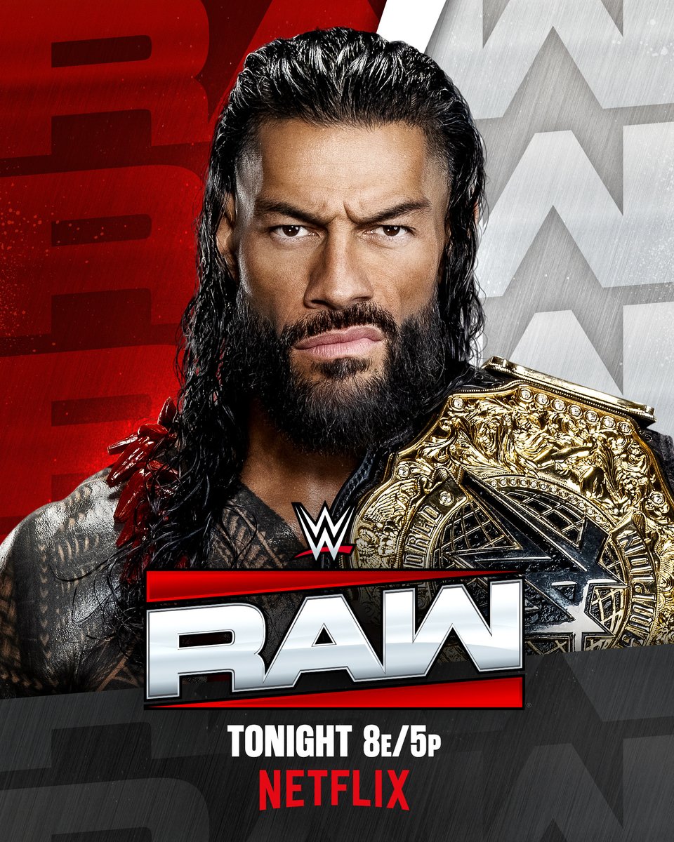 WWE's tweet photo. World Heavyweight Champion @WWERomanReigns will be LIVE TONIGHT on #WWERAW following his win at #SummerSlam! ☝️

📍: Des Moines, IA 
🎟️: https://t.co/IySsbNe7oV 
📺: 8 ET/5 PT on @netflix https://t.co/BBlQfHiwh5