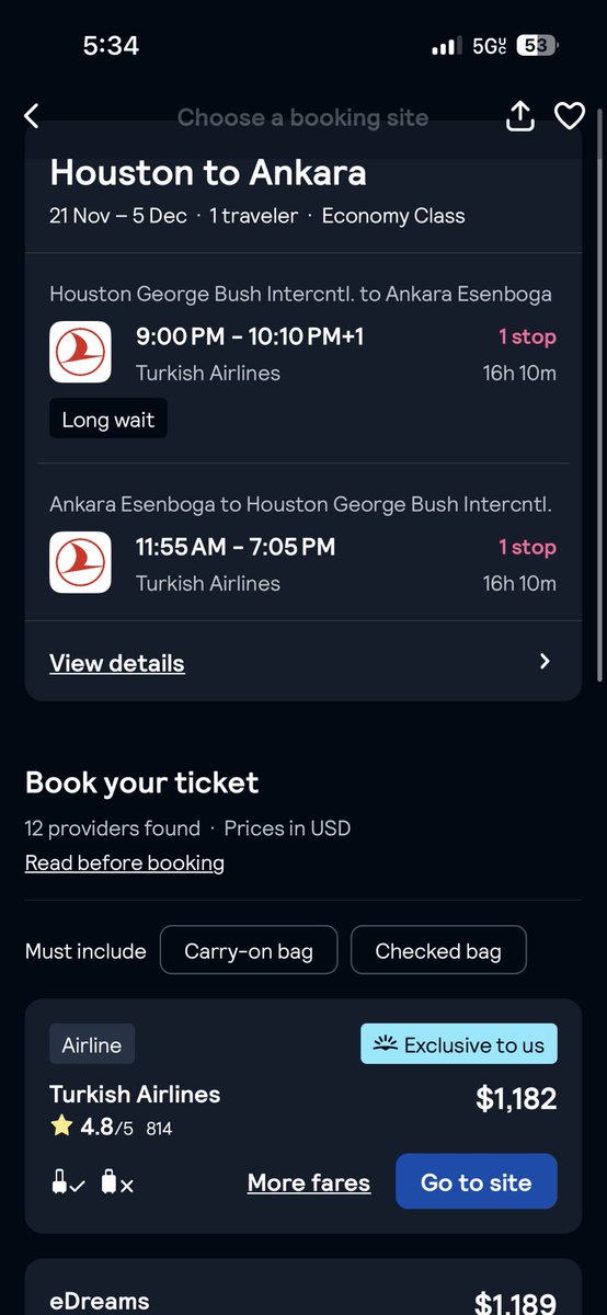 kaptanncem's tweet photo. Houston-Ankara İstanbul aktarmalı uçuşum için 1200$ talep eden @TurkishAirlines Houston-Bükreş İstanbul aktarmalı uçuş için 877 dolar talep ediyor. Üstelik Ankara uçuşunda valizler ekstra ücretli iken Bükreş uçuşunda ek ücret talep etmiyor! 
Türk’ün Türkten başka düşmanı yoktur! https://t.co/9U8gEuzgDU
