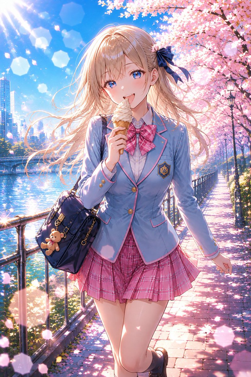 あいちゃん おはようございます☀ ブルーの制服が爽やかでピンクの