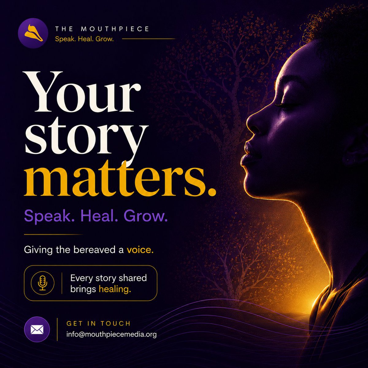 Mouthpiece360's tweet photo. Grief can feel lonely, but you don't have to carry it alone. By sharing your story, you may help someone find comfort, strength, and hope in the middle of their own journey.

We're here to listen.

Reach out to us at: info@mouthpiecemedia.org

#TheMouthpiece #ferran #Red https://t.co/ge6SlmbNeG