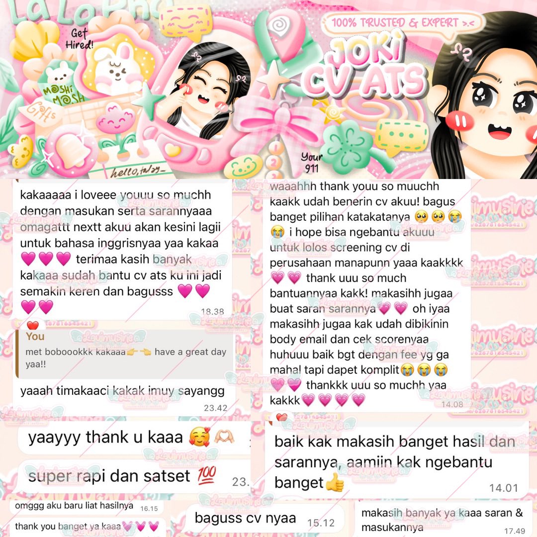 coytact's tweet photo. @flawleys yuk kak 35k aja langsung jadi cepet malem ini, free body email ke HR. cvku udh lolos ke company fmcg, media nasional, brand jewelry, &amp; aviation industry. cuzz wa di bio aku kaa🙌🤗 https://t.co/k32LOjLP6f