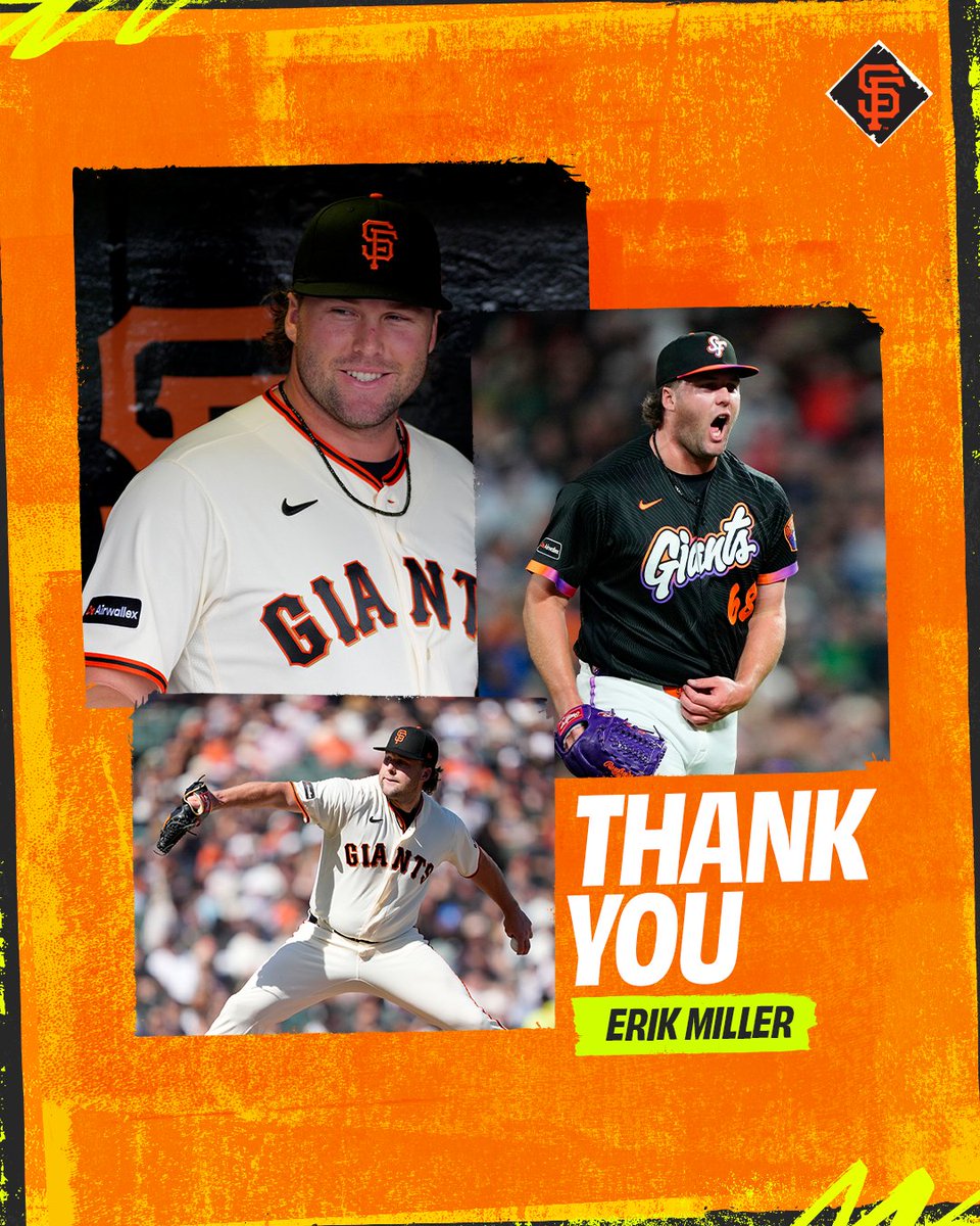 SFGiants's tweet photo. From three seasons at Stanford to three seasons in Orange and Black

Thank You, Erik 🧡 https://t.co/8vOy4sngXv