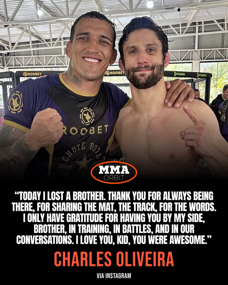 mma_orbit's tweet photo. Charles Oliveira reacts to the sudden passing of his close friend and teammate, Allan Nascimento. 💔🇧🇷

“Today I lost a brother. Thank you for always being there, for sharing the mat, the track, for the words. I only have gratitude for having you by my side, brother, in training, in battles, and in our conversations. I love you, kid, you were awesome.” 😢