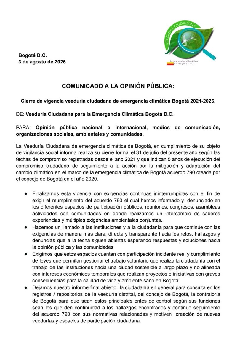CiudadaniAmbCol's tweet photo. ¡Exigencias, Aprendizajes  y procesos de crecimiento en defensa del territorio y sinergía ciudadana!

🌱🌳🌱🌳🌱🌳🌱🌱🌳🌱

#EmergenciaClimática #Bogotá #VeeduríaCiudadana #Acuerdo790 #ParticipaciónIncidente https://t.co/DWzDKtKbWx