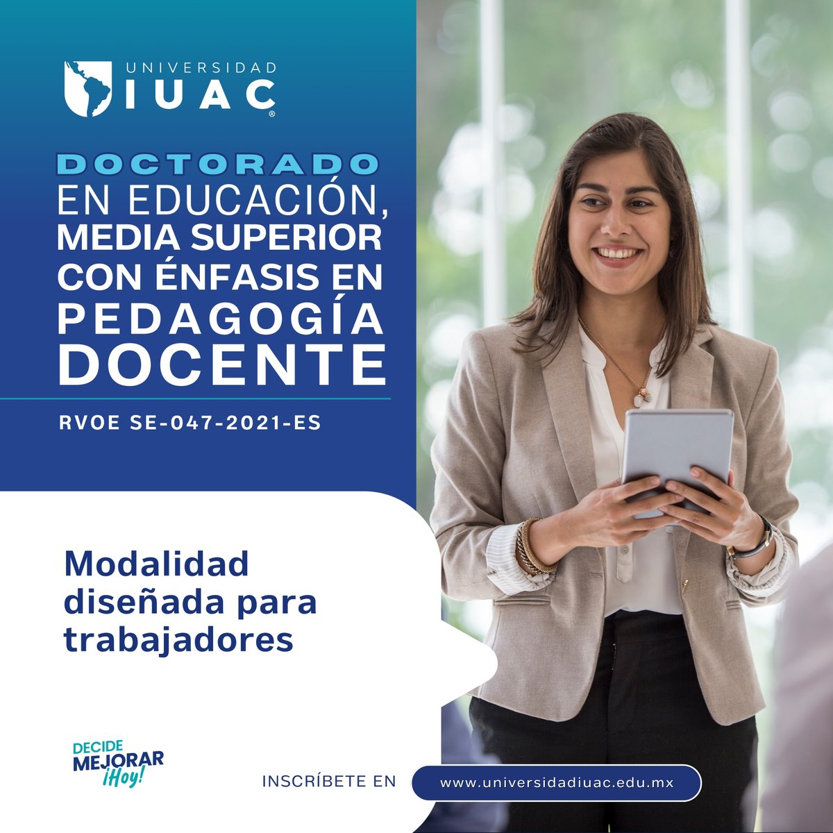 IUACMx's tweet photo. Con el Doctorado en Educación Media Superior con Énfasis en Pedagogía Docente fortalecerás tus competencias para desarrollar investigación educativa, innovar en la práctica docente.

Conoce más 👉 https://t.co/F0oDyWzrGW

#DecideMejorarHoy https://t.co/aQONUsBbGf