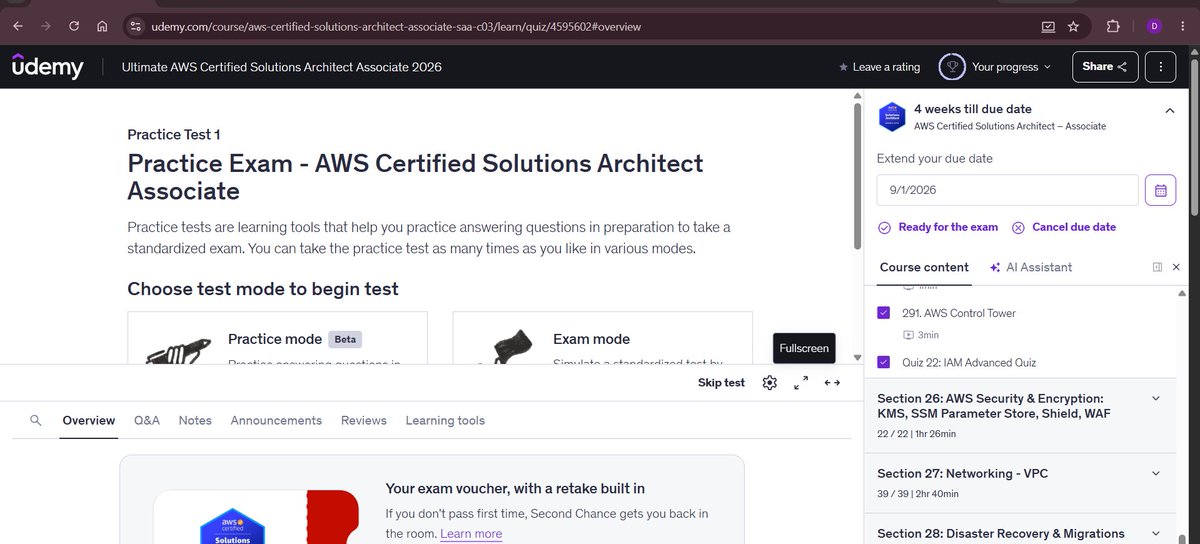 daveops_iac's tweet photo. Today I'm kicking off a dedicated 4-week prep for the AWS Certified Solutions Architect – Associate (SAA-C03). 
I just finished 4 weeks with Udemy course already. Now: practice exams, not just to pass, but to actually think like a Solutions Architect.🔥
#AWS #SolutionsArchitect https://t.co/mjXbJFfI4t