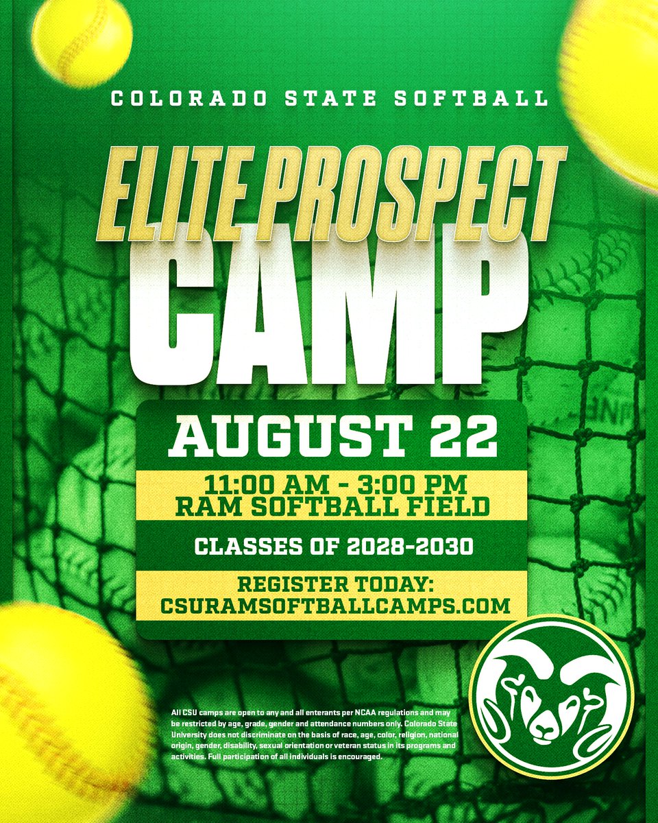CSUSoftball's tweet photo. Join us in a few weeks for our 𝙀𝙡𝙞𝙩𝙚 𝙋𝙧𝙤𝙨𝙥𝙚𝙘𝙩 𝘾𝙖𝙢𝙥! 🔥🥎

Learn more and register today at 
https://t.co/O1hhj8KHod https://t.co/jUPQpJuQXF