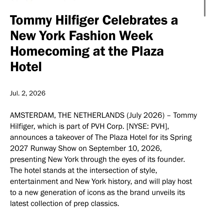 herewithejisoo's tweet photo. JISOO is expected to attend Tommy Hilfiger’s Spring 2027 Runway Show on September 10, 2026, at The Plaza Hotel in New York City during New York Fashion Week. https://t.co/AMRbfJNdHa
