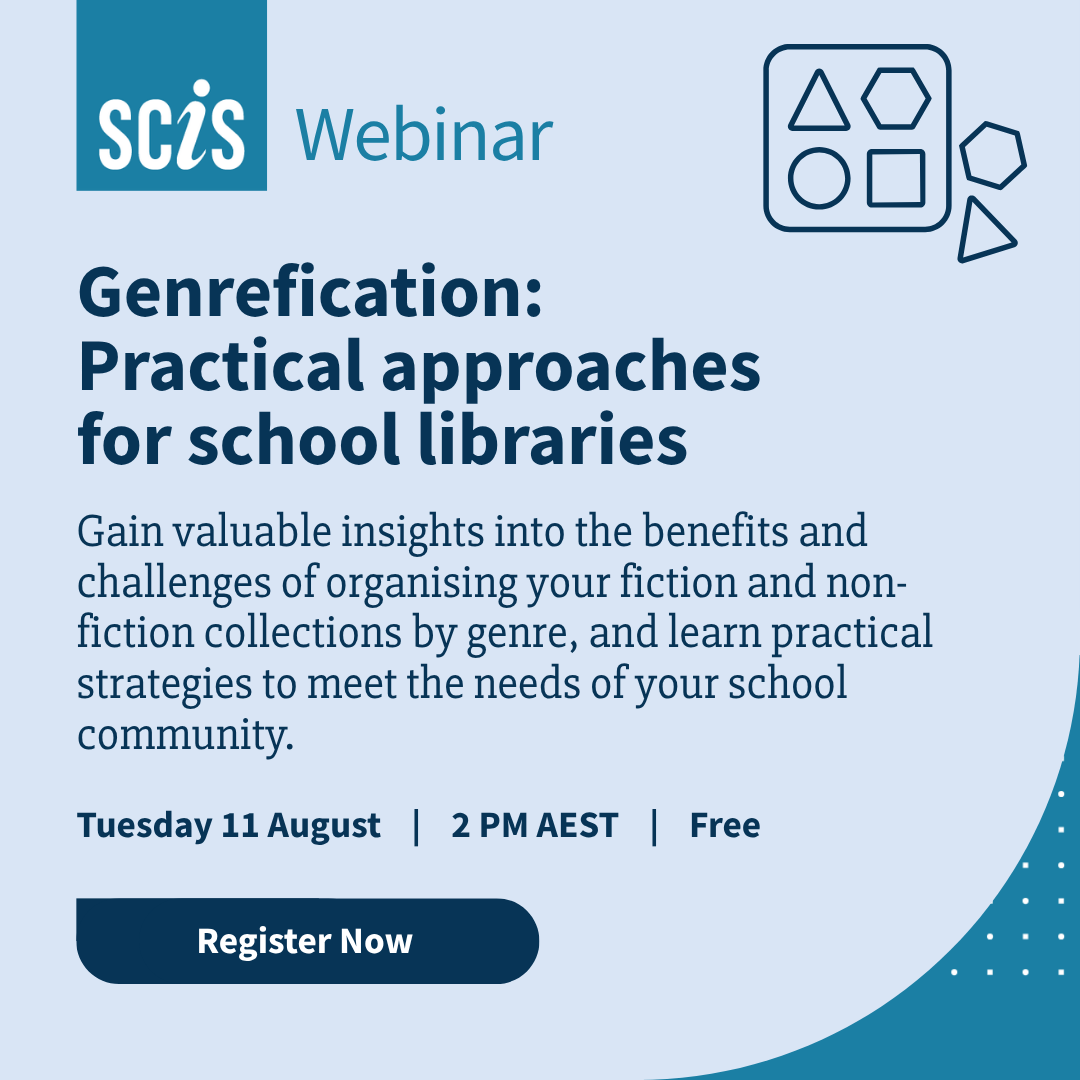 scisdata's tweet photo. Curious about organising your school library by genre? Join our free SCIS webinar to explore benefits, practical tips, and implementation advice. Keep your library fresh!
Register now: https://t.co/K47FtWunxD https://t.co/znggYWChPL