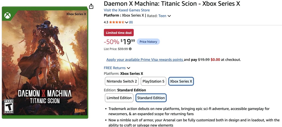 HoomanDeals's tweet photo. ONLY $19.99! DAEMON X MACHINA: TITANIC SCION - XBOX SERIES X #AD 

Normally $39.99

https://t.co/1YG3lLIwDU https://t.co/ArcxbS7s3Z