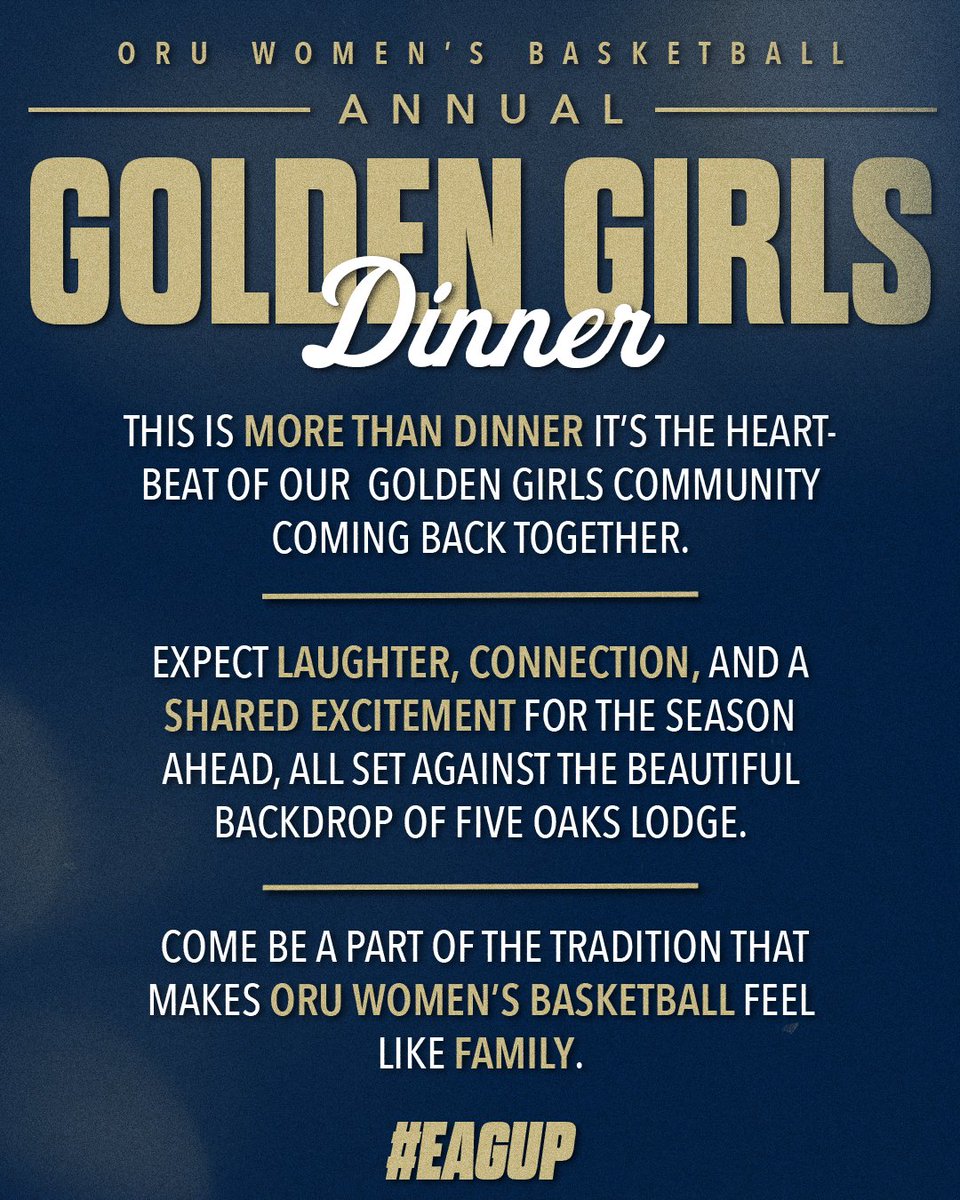 ORUWBB's tweet photo. Have you saved a seat for our 2026 Golden Girls Dinner?

Get your tickets today!🎟️ https://t.co/1UCA033eXS 

#EagUp | #GoldenStandard https://t.co/n95SqdIBo1