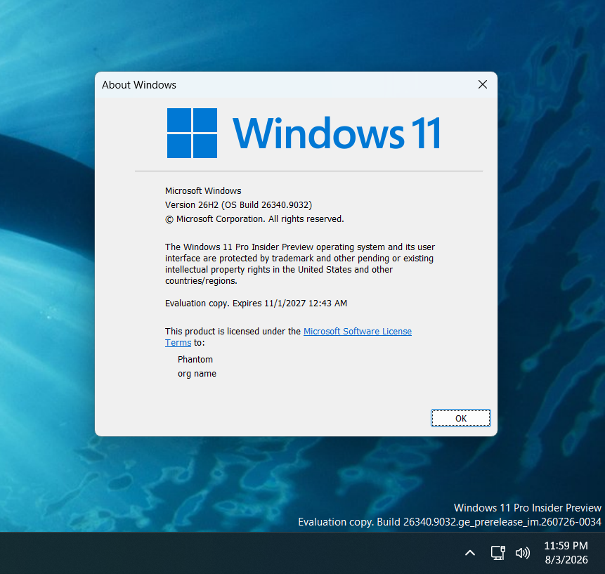 phantomofearth's tweet photo. The Windows Insider Experimental Channel will soon get an EKB build number bump to build 26340.xxxx.

Exp build .9032 already comes with "Ge-26340" versioning packages (not the proper KB5122776 EKB) in C:\Windows\servicing\Packages. https://t.co/WVIzMFG7QP