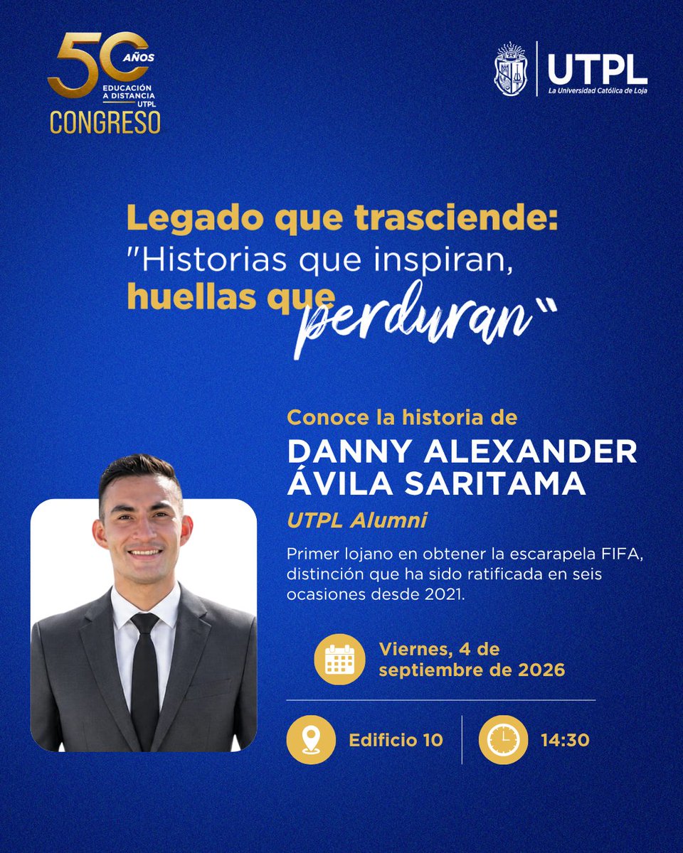 UTPLAlumni's tweet photo. 🌟 Legado que trasciende: "Historias que inspiran, huellas que perduran"

🎓 Conoce la historia de Danny Alexander Ávila Saritama, graduado UTPL y primer lojano en obtener la escarapela FIFA, reconocimiento ratificado en seis ocasiones desde 2021.

👉 https://t.co/6nNaHqKa70 https://t.co/Ey6erFd701