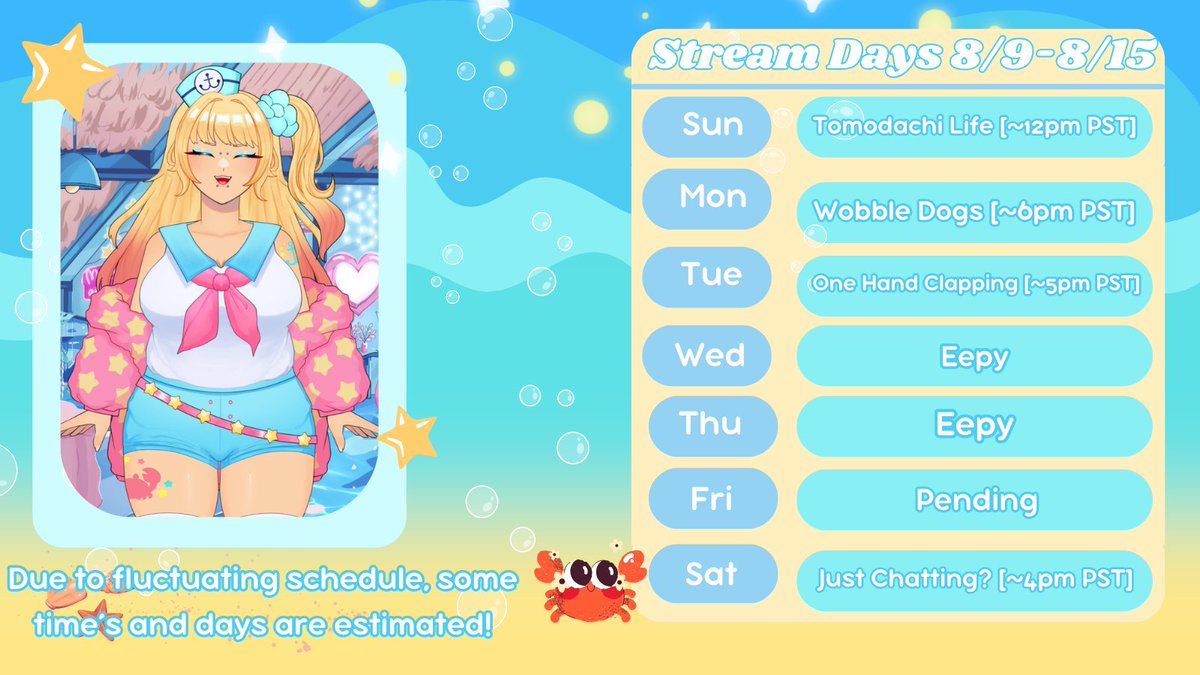 BoardwalkCici's tweet photo. Next weeks schedule! Doing some spontaneous stuff/chilling this week because post con EEPY https://t.co/9e7MfGfpJ3